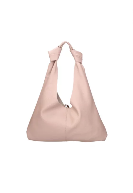 Кожена чанта за рамо с несесер с цип - Светлорозов