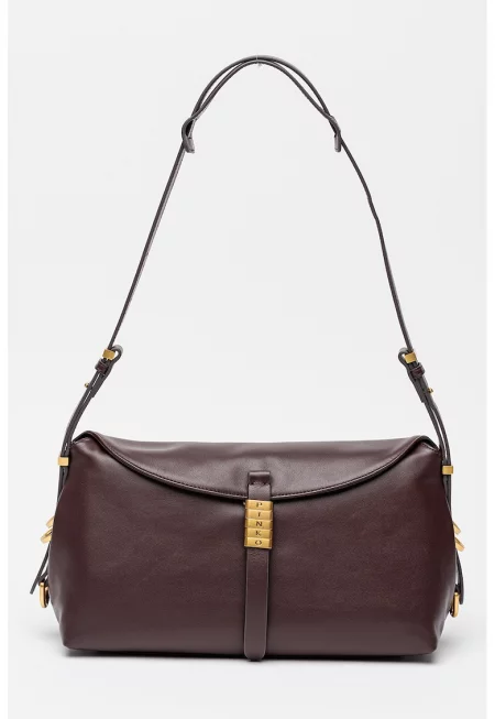 Кожена чанта за рамо с цип