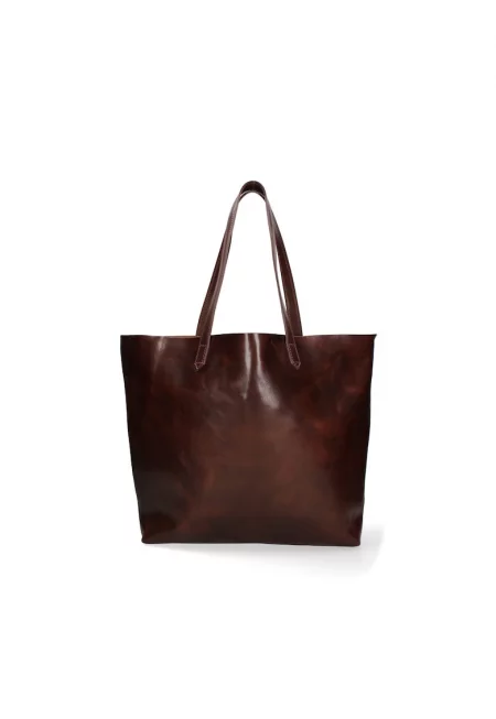 Кожена шопинг чанта - Тъмнокафяв