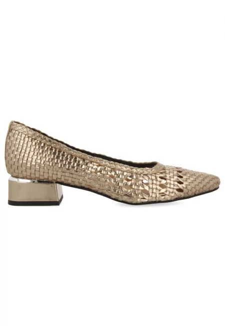 Кожени обувки Maglod със сплетен дизайн - Златист
