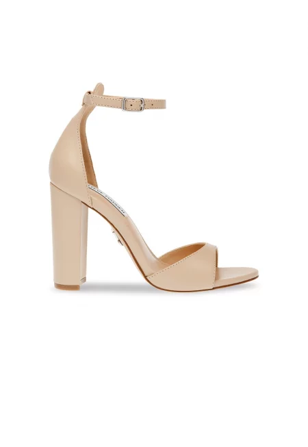 Кожени сандали с каишка на глезена - Бежов