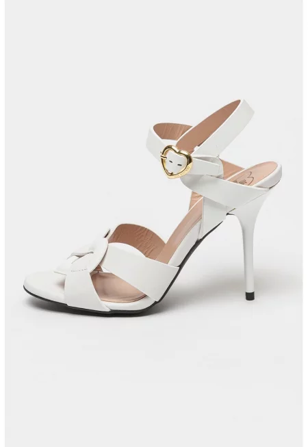 Кожени сандали стилето - Бял