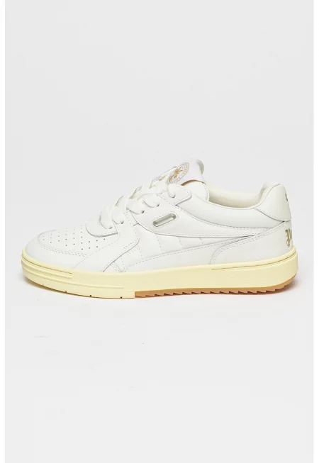 Кожени спортни обувки с овален връх - Бял