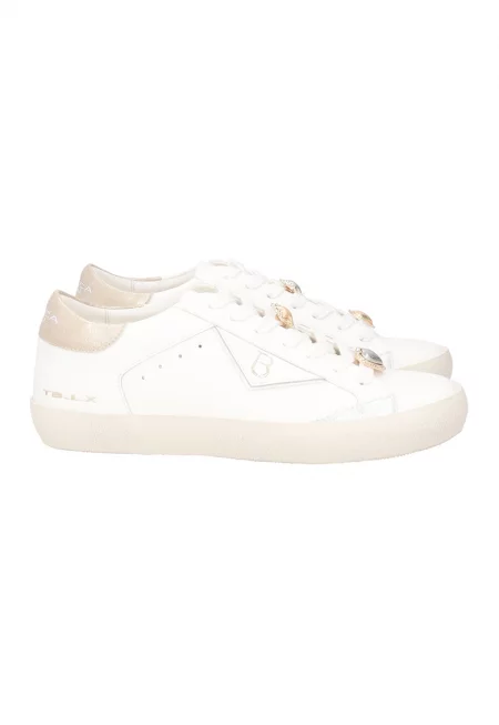 Кожени спортни обувки - Златист/Мръснобял/Сребрист