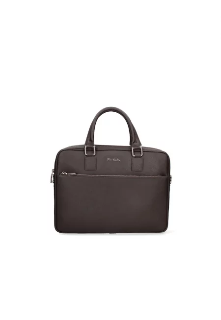 Кожено куфарче с външен джоб - Тъмнокафяв