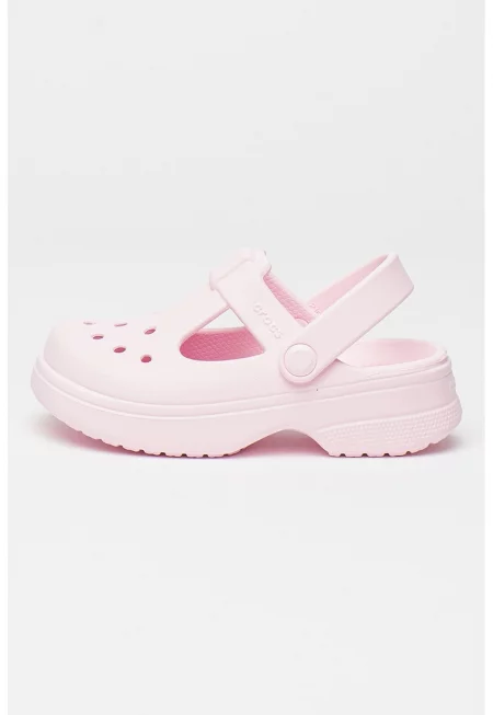 Крокс с релефно лого - Бледо розово