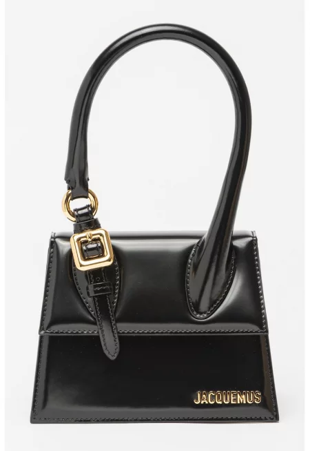 Лачена кожена чанта Chiquito с метално лого - Черен