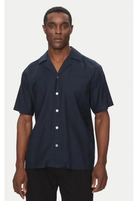 Мъжка риза -  305348081 - Вискоза/Памук - Синя - Син