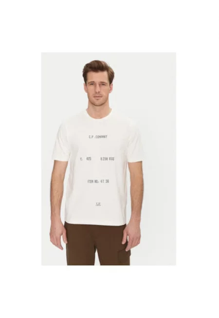 Мъжка тениска CP Company - 18CMTS107A110301W - Памук - Бяла - Бял
