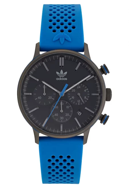 Мъжки часовник  CODE ONE CHRONO - сив - синя силиконова каишка - 40x10мм - водоустойчивост 5 ATM