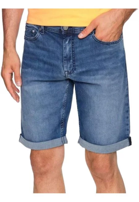 Мъжки дънкови шорти -  Памук/Еластан - Син