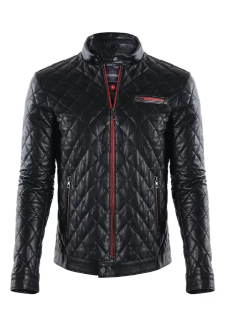 Мъжко кожено яке  черно ватирано 3XL черно -