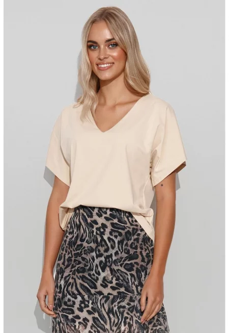 Овърсайз блуза с V-образно деколте -