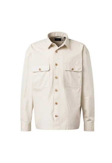 Овърсайз риза с предни джобове - Бежов