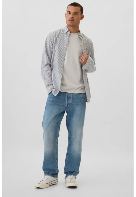 Памучна тениска с лого - Мръснобял