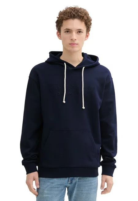 Памучно худи с джоб кенгуру - Ултрамарин синьо