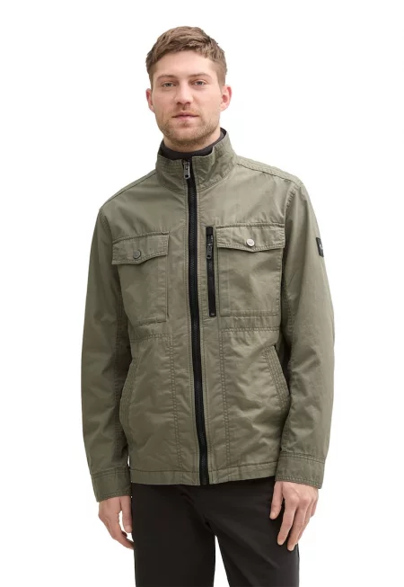 Памучно яке с джобове - Маслинено зелено