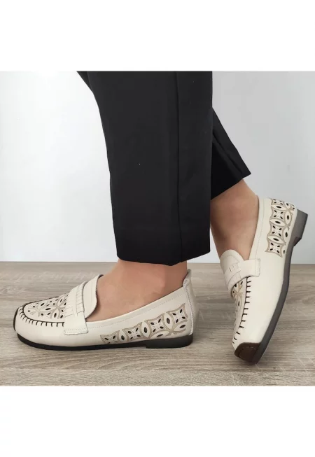 Перфорирани обувки Дамски  Lqn03 Cream - Крем