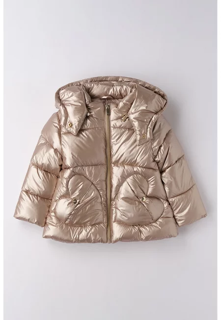 Подплатено зимно яке с бляскав ефект - Златист