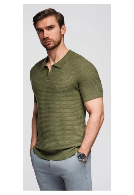 Поло тениска от вискоза  OM-POSS-0157 - Каки