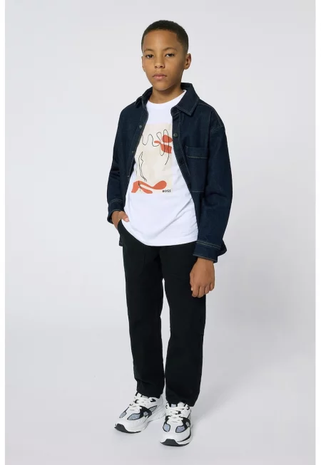 Прави дънки с висока талия - Черен