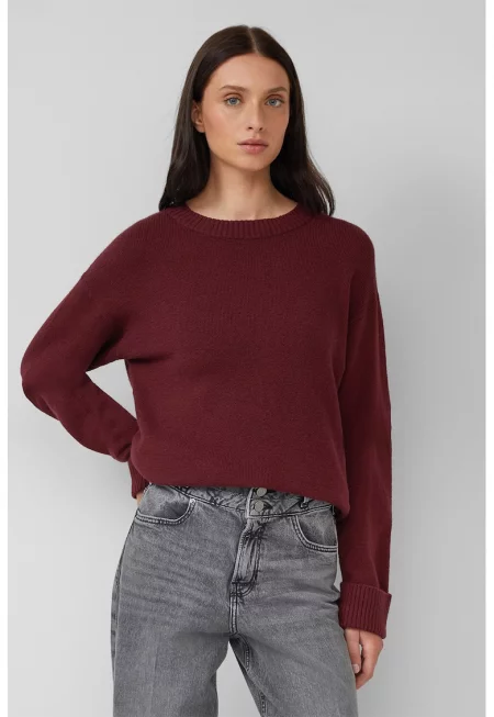 Пуловер с вълна - Бордо