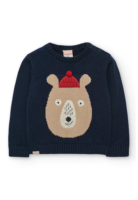 Пуловер с вълна с бродерия