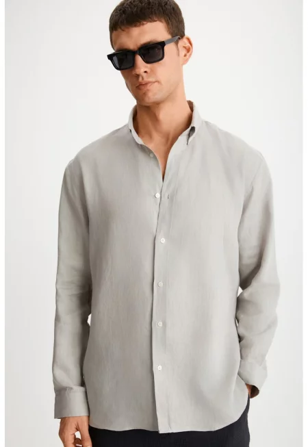 Риза Hendra с лен - Пепеляво сиво