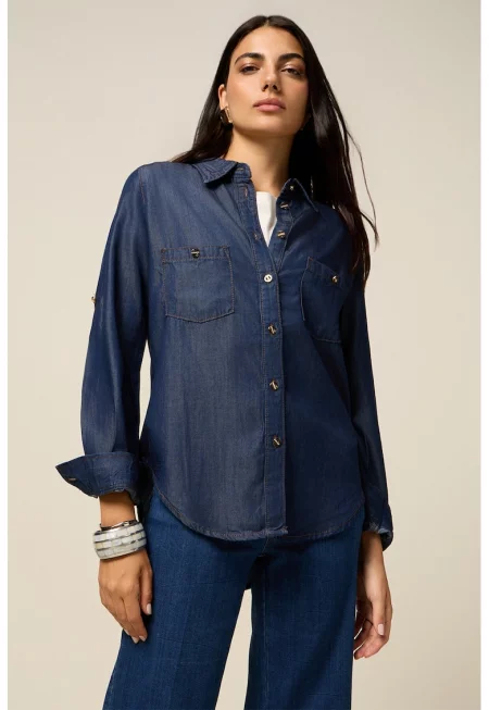 Риза от лиосел с пришити джобове