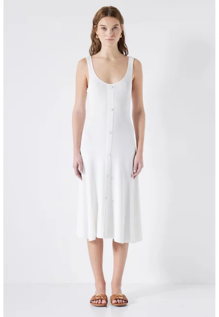 Рокля без ръкави - Бял