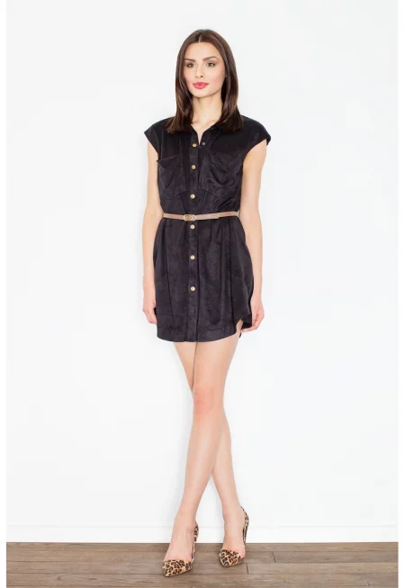 Рокля -  копчета - колан - черна - полиестер