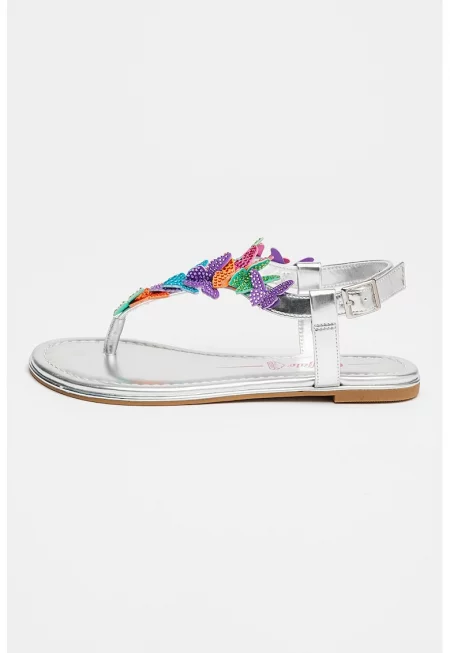 Сандали Capri с разделителна каишка - Зелен/Оранжев/Сребрист