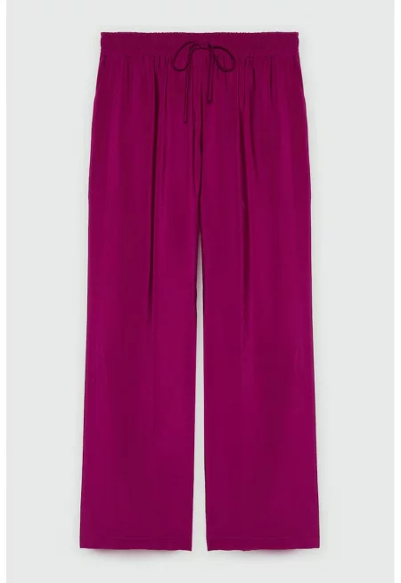 Сатиниран панталон Matte с широк крачол - Тъмновиолетов