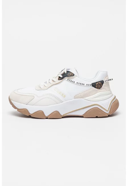 Скосени спортни обувки с лого - Бял/Сив