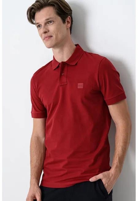 Слим тениска Passenger с яка - Бордо