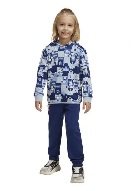 Спортен екип с качулка и принт - Тъмносин/Светлосин