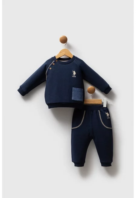 Спортен екип с лого - Бежов/Тъмносин