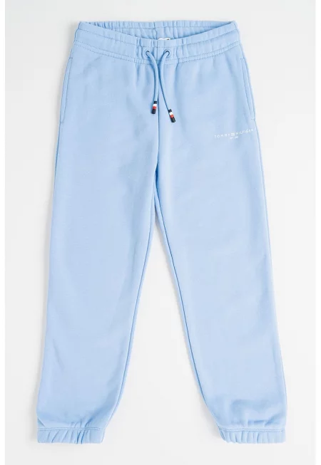 Спортен панталон с памук с регулируема връзка - Светлосин