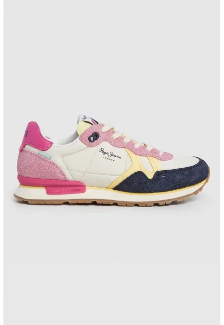 Спортни обувки с велур - Фанданго розово/Мръснобял/Тъмносин