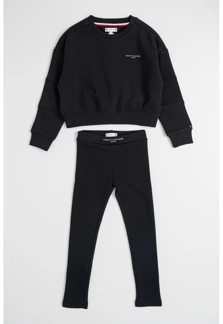 Суитшърт и клин с лого - 2 части - Черен