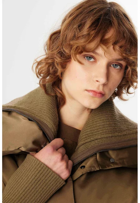 Свободно зимно яке - Маслинено зелено