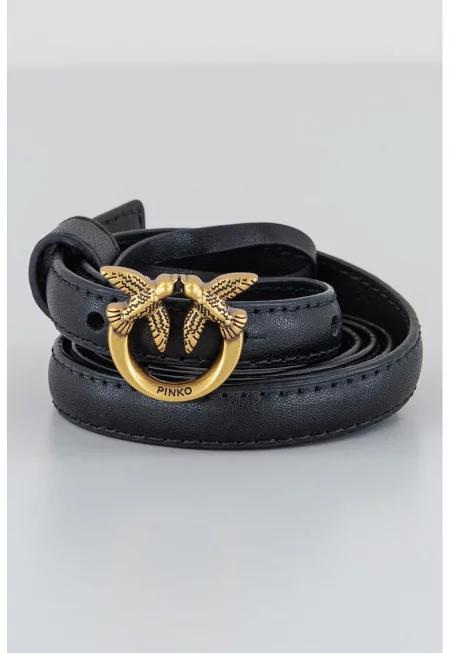 Тънък кожен колан с тока с игла