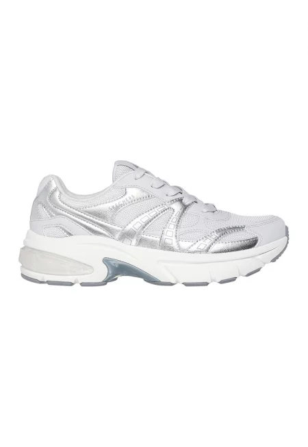 Текстилни спортни обувки Shadow с еко кожа - Бял/Сребрист