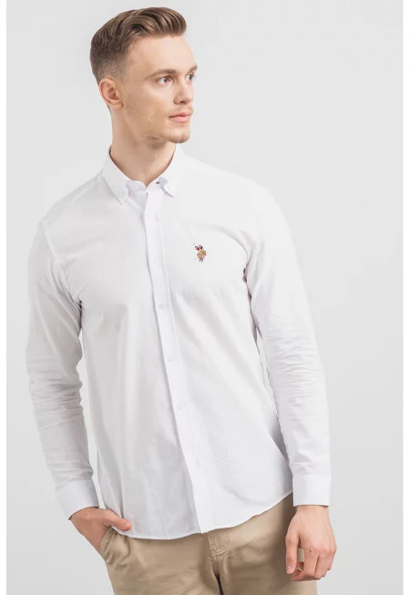 U.S. Polo Assn - Памучна риза с яка с копчета