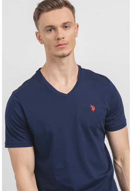 U.S. Polo Assn - Памучна тениска с шпиц