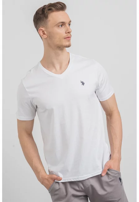 U.S. Polo Assn - Памучна тениска с шпиц