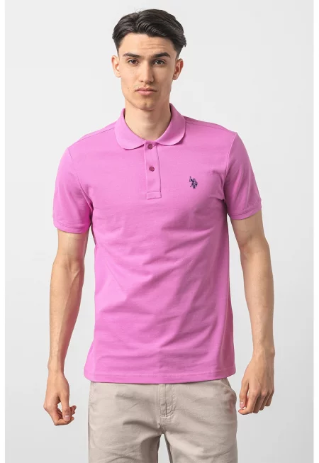 U.S. Polo Assn - Слим памучна тениска с яка