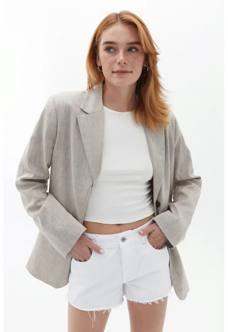 Уголемено сако с лен - Светло сив