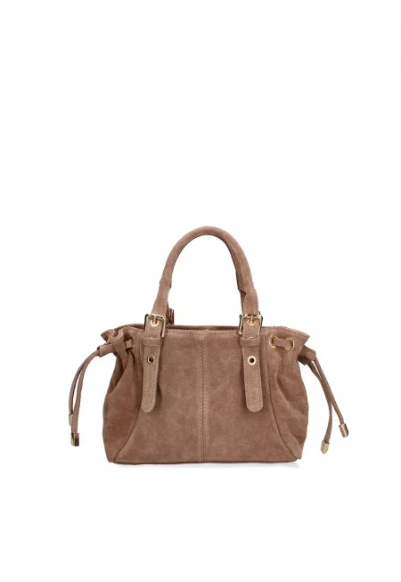 Велурена чанта за рамо Elara с цип - Сиво-кафяв