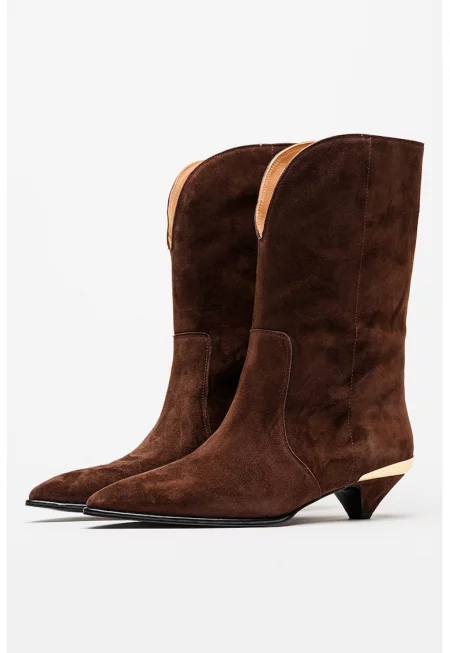 Велурени ботуши - Кафяв